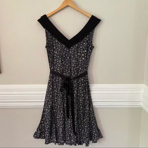 Sandra Darren XL Black & White Floral Midi Dress